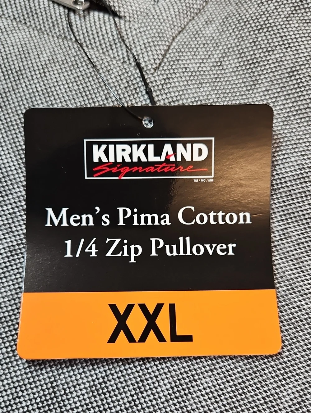 Kirkland Signature Heather Gray Quarter-Zip Pullover, Pima Cotton, XXL NWT